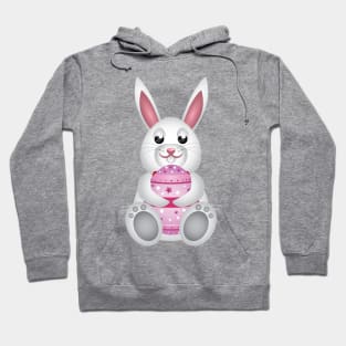 White bunny with pink Easter egg Hoodie